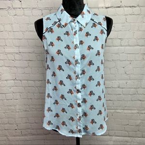 Chloe K Zebra Print Sheer Tank Top